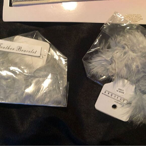 Prom accessory bundle – Sash, bling choker, 2 fur gray bracelets, bling necklace - Picture 2 of 5